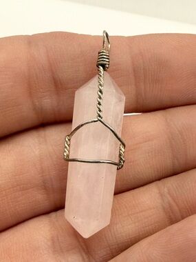 Rose Quartz Point Pendant Necklace Natural Gemstone Charm